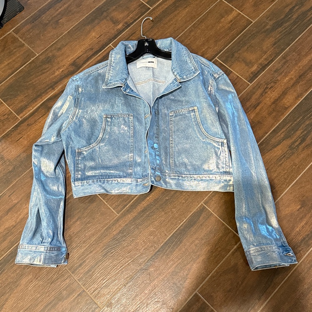 NWOT FASHION NOVA coated jean jacket